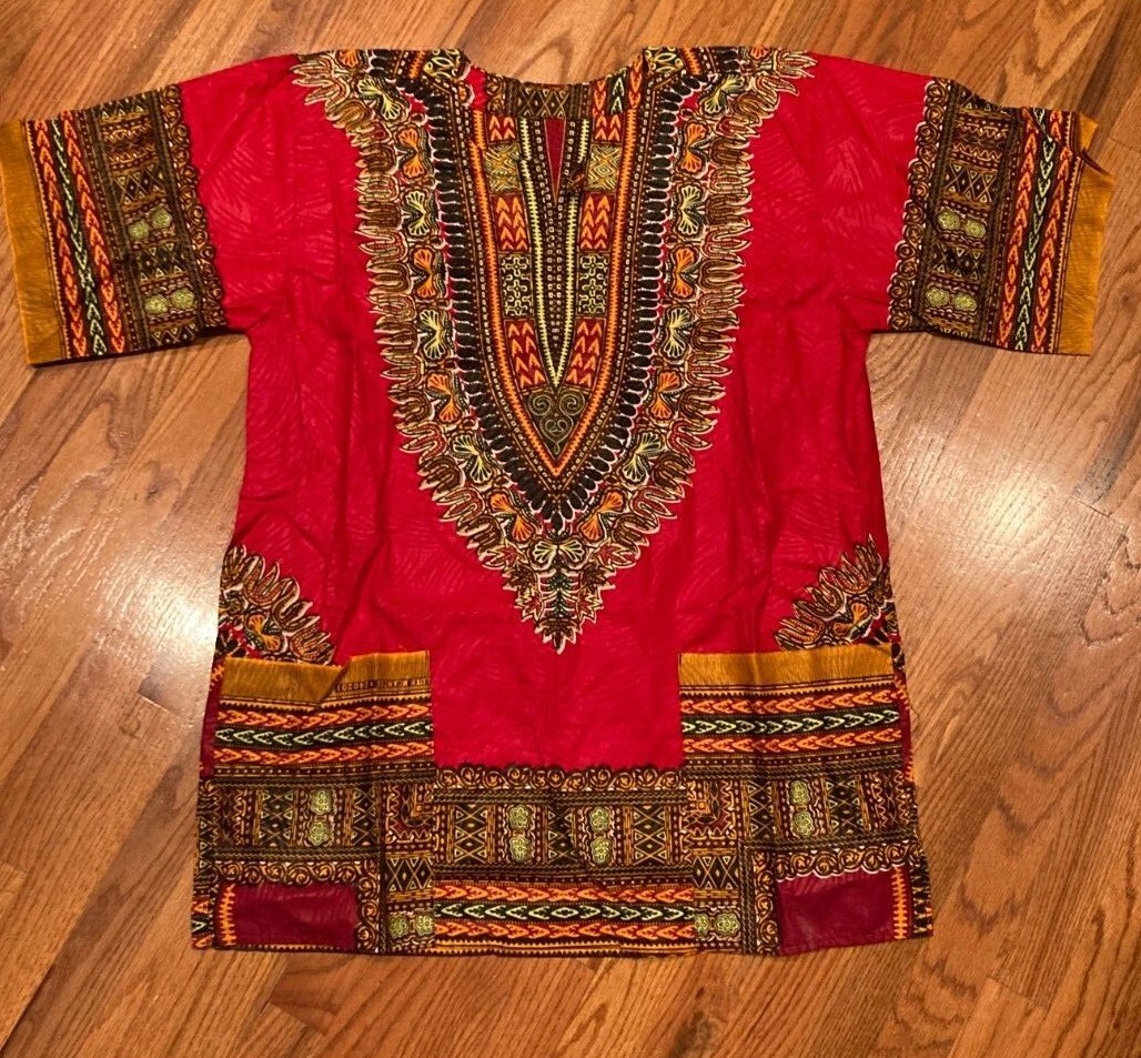 African Dishaki UNISEX Red & Black Size XL