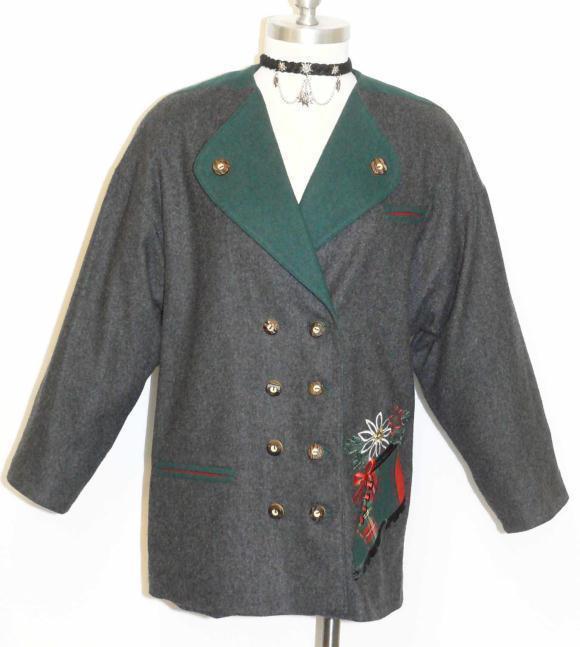 BLACK ~ WOOL Women German Designer ALPINE BAVARIAN Winter Dress Jacket 38 12 M