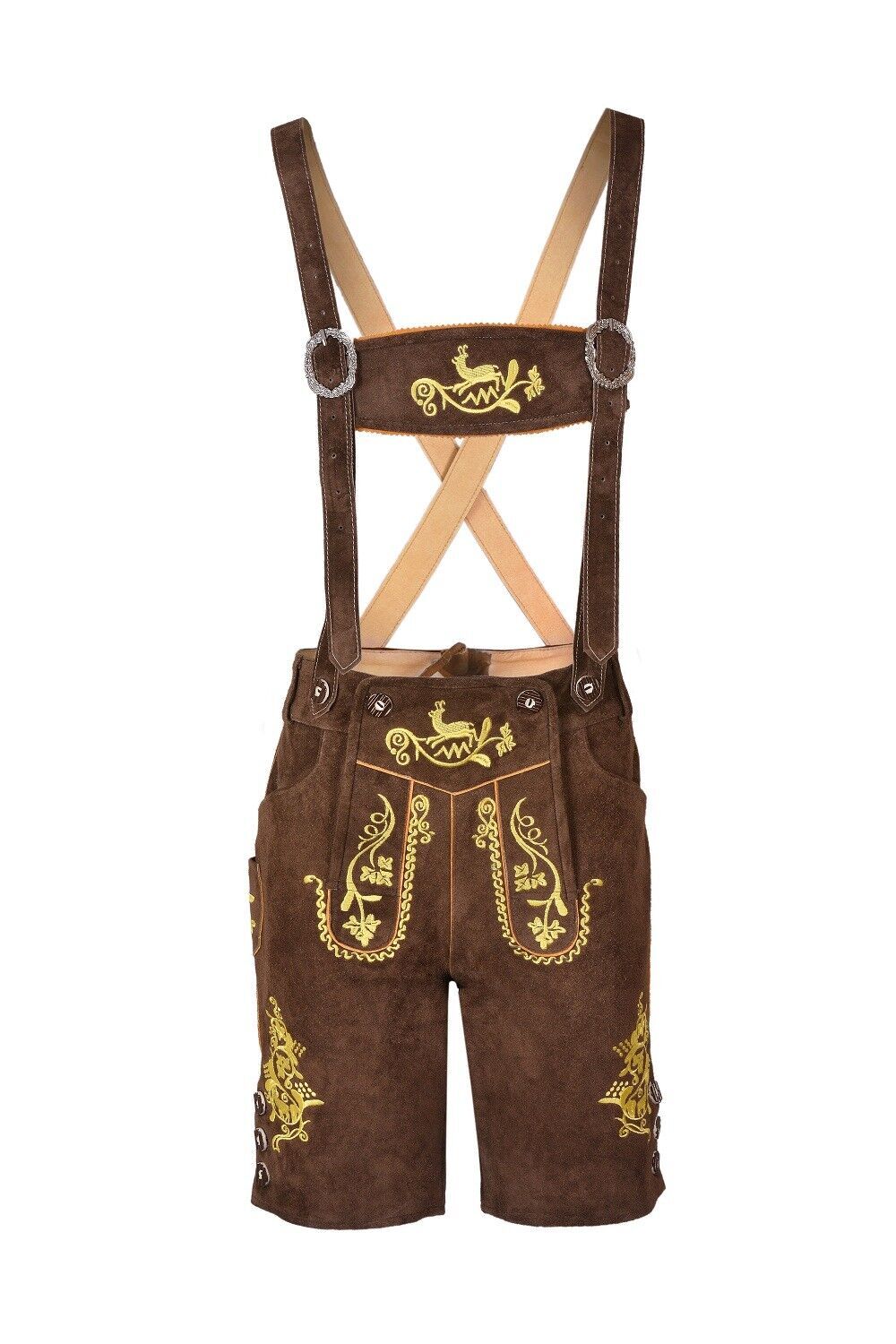Oktoberfest Bavarian Lederhosen Men German Cowhide Real Leather Matching Short