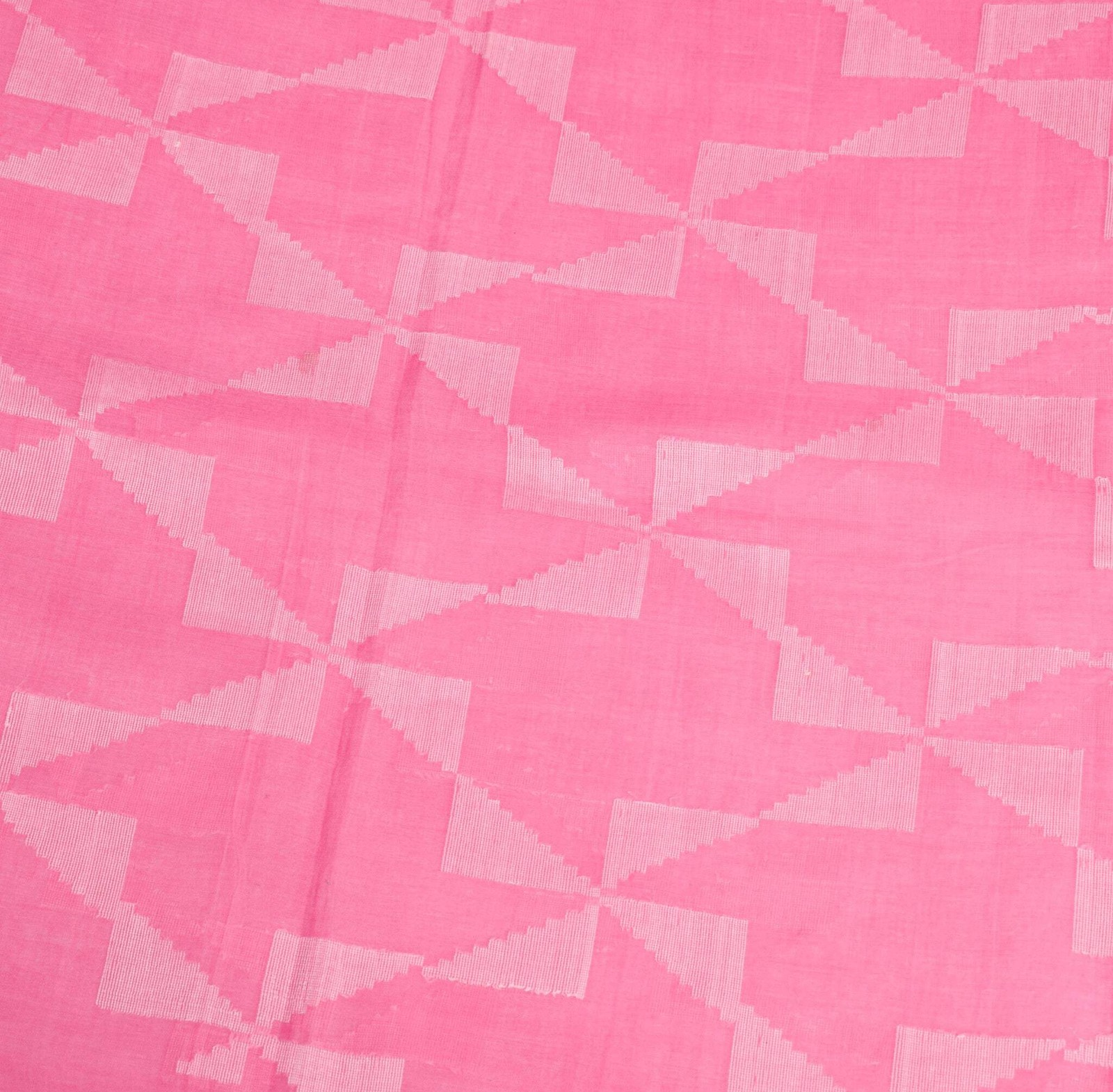 Sushila Vintage Pink Tant Saree 100% Pure Cotton Bengal Handloom 5YD Sari Fabric