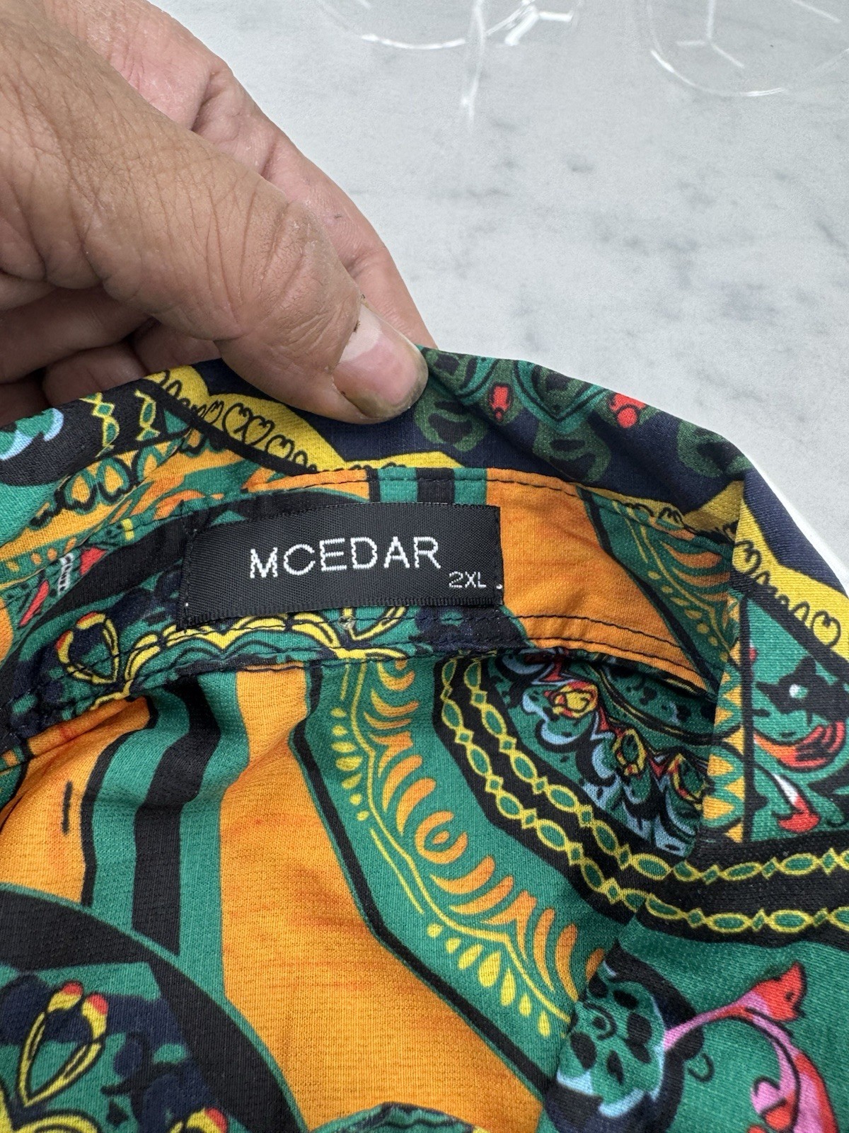 MCEDAR Men’s 2XL Multicolor African Cultural Patterned Shirt