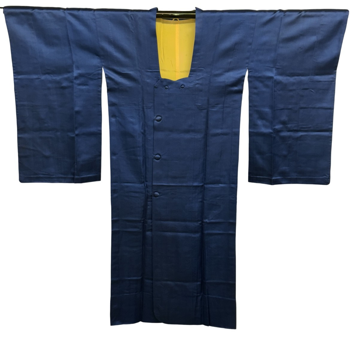 Japanese Vintage Kimono Michiyuki Jacket Polyester Blue Traditional 49 in