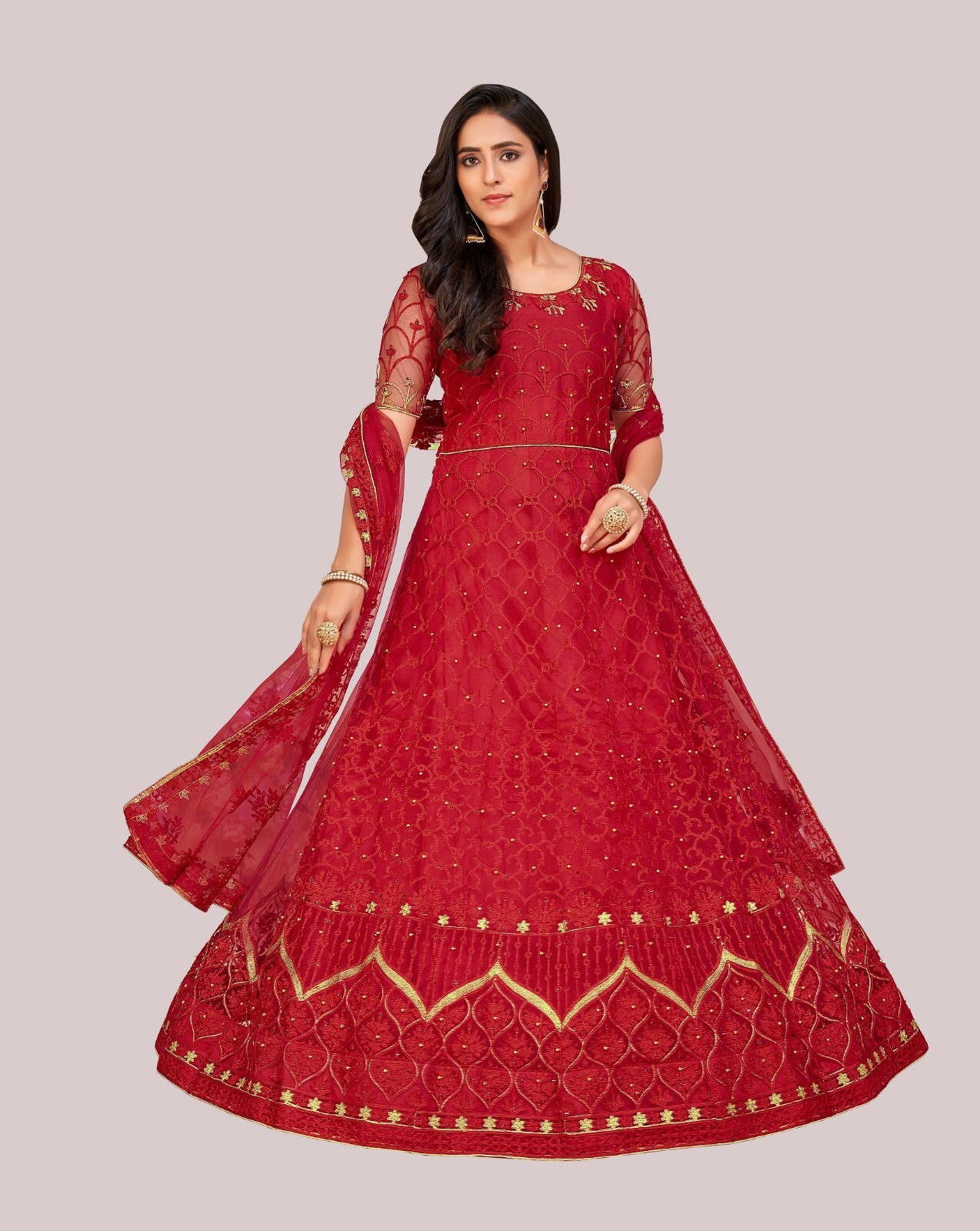 Atsevam Embroidery Designed Traditional Anarkali Salwar Suit Set