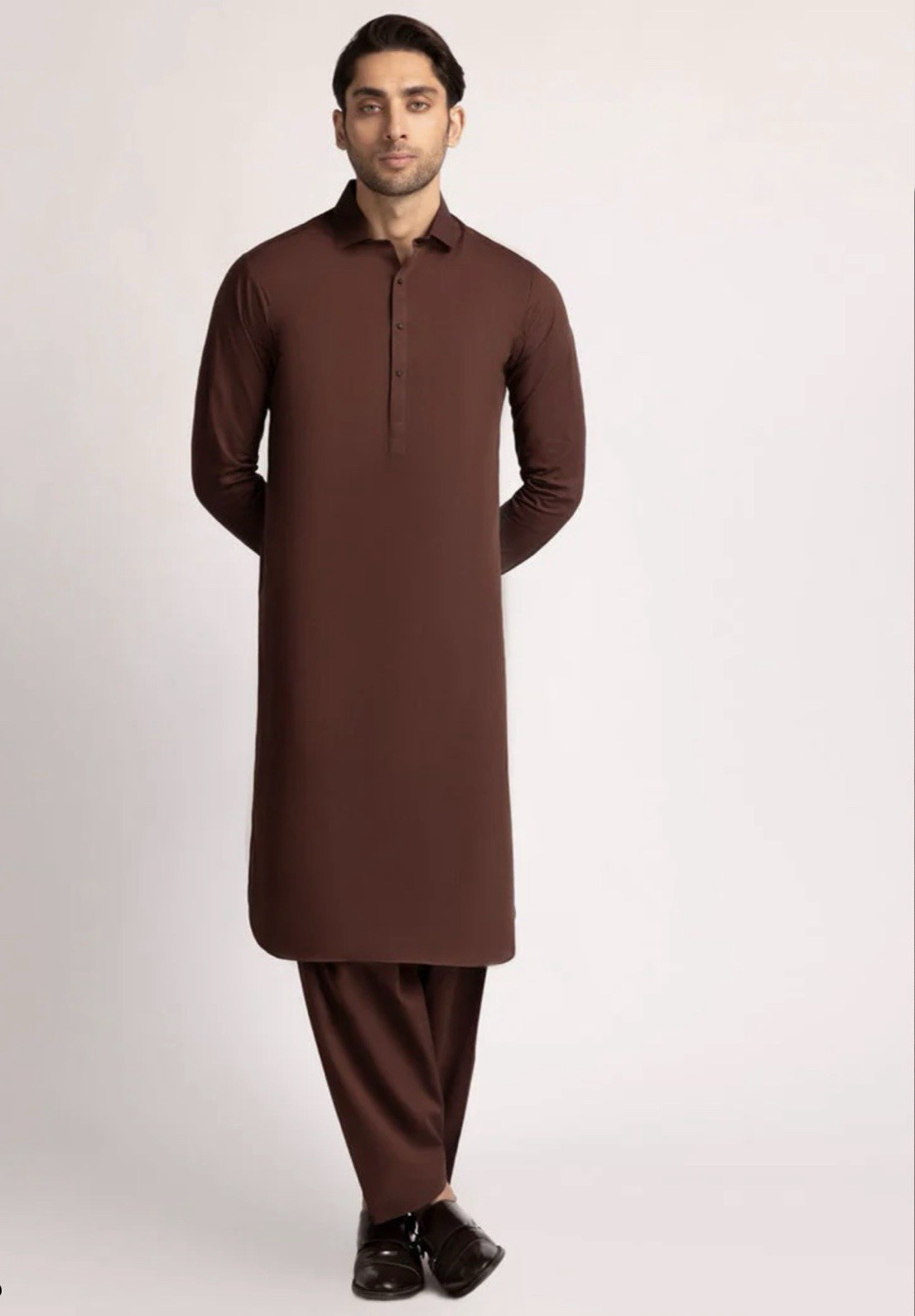 Junaid Jamshed Men’s Kameez Shalwar Suit Large Rust Brown, Brand New with tags.