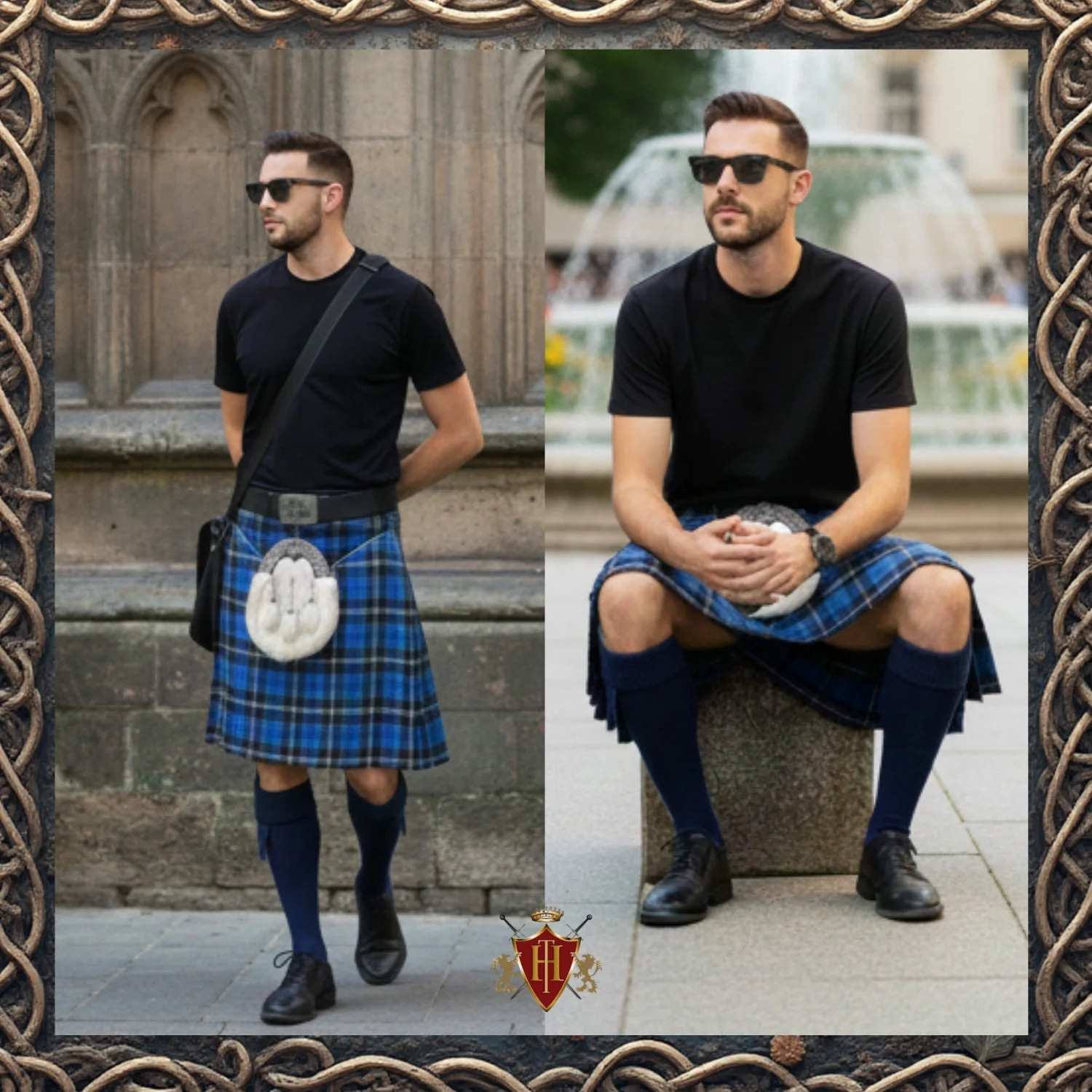 Men’s Ramsey Blue Dark Tartan Kilt