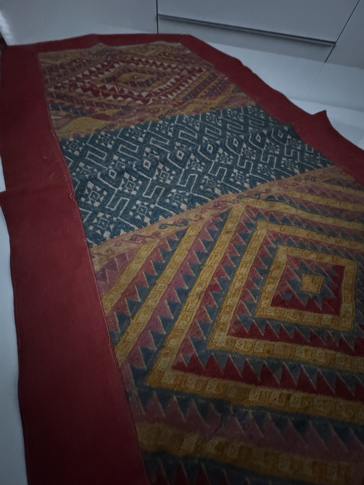 Vintage Laotian Laos hand woven Shawl Scarf 40” X 19.25”