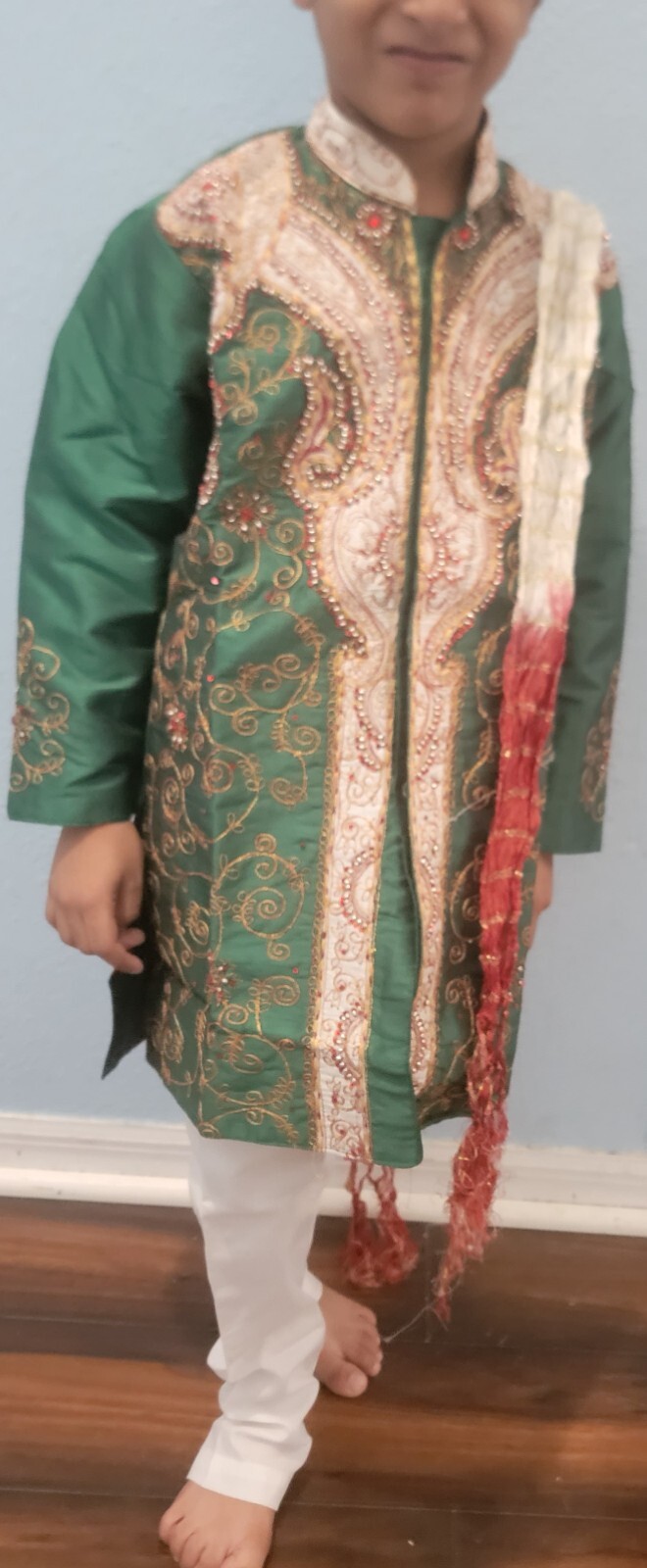 Green Boys Sherwani Wedding Party Wear Indian for age 5,6,7,8,9