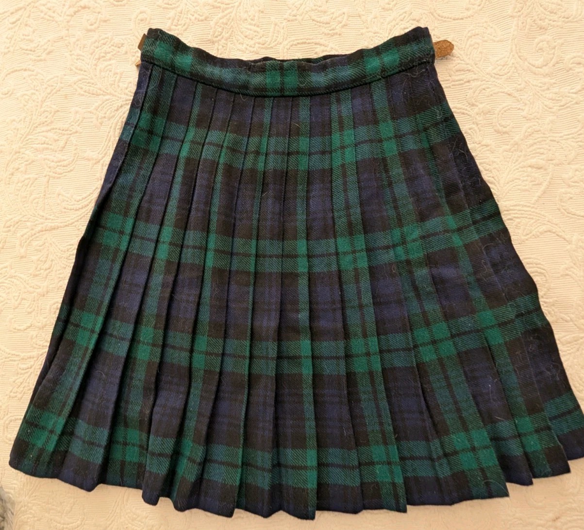 Vntg Laird Portch Of Scotland Kilt Skirt Black Watch Plaid Sz 6