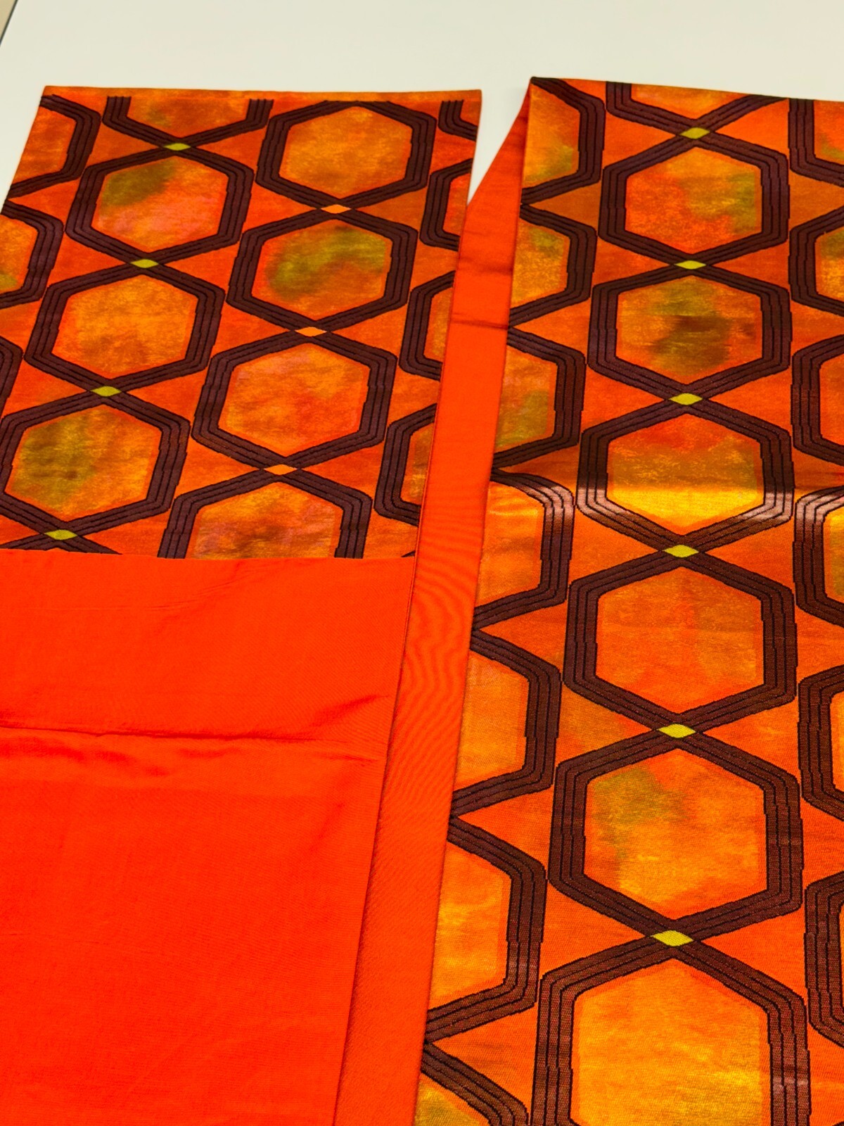 Japanese Vintage Kimono Fukuro Obi silk Orange expensive tradition 170×12.2in