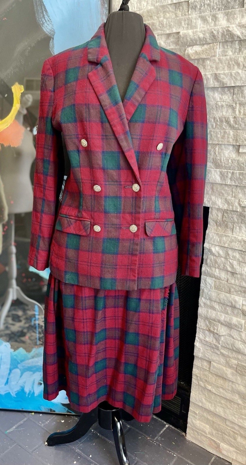 Highland Home Industries Wool Jacket And Kilt Suit Set Red Tartan Size 14