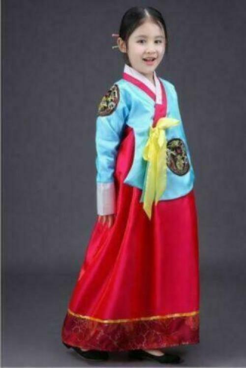 3Colors Girl Kid Maxi Dress Stage Costume Korean Traditional Cloth Hanbok