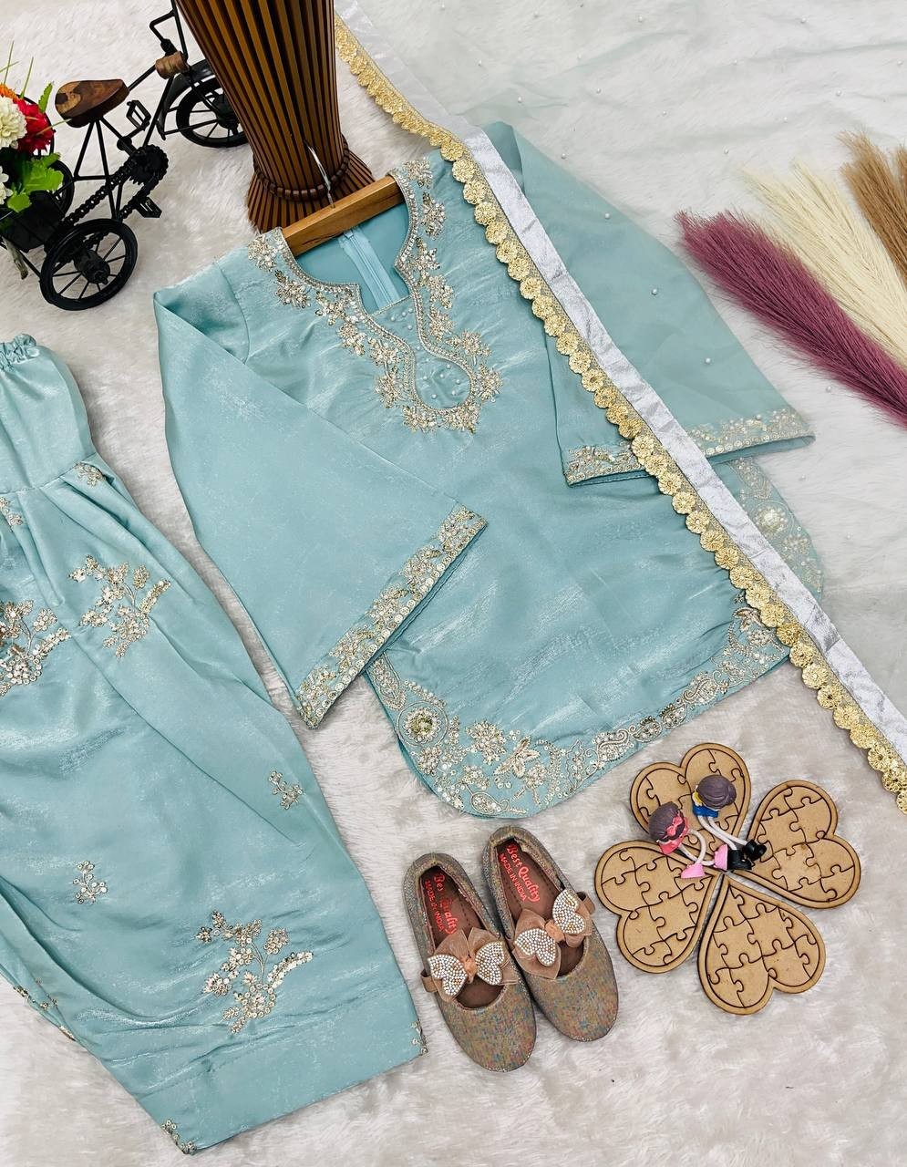 Girls Patiyala Suit Farshi Palazzo Wedding Festival Ethnic Wear Dress