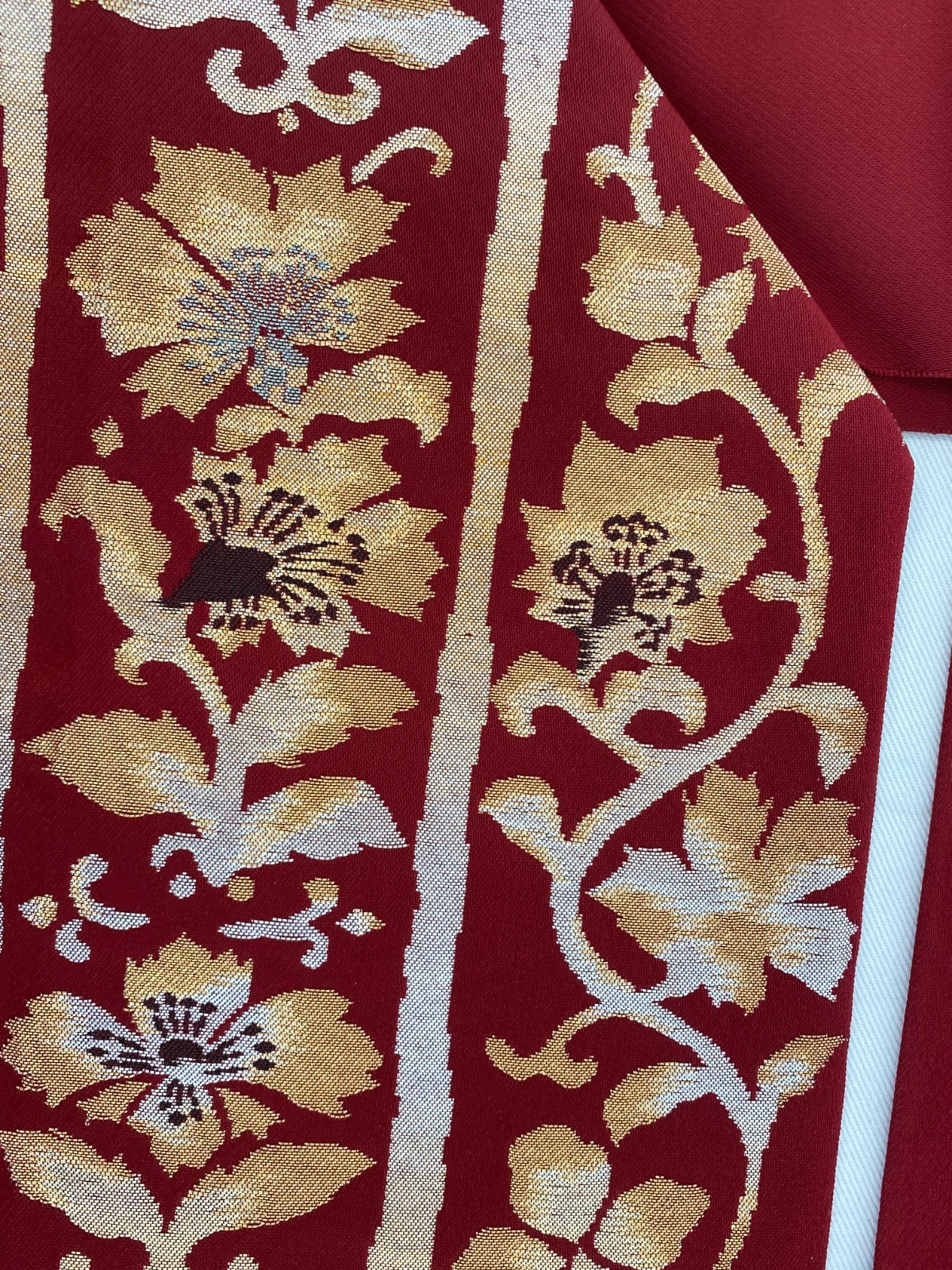 Japanese Vintage Kimono Nagoya Obi Silk Red Traditional Authentic 136x 11in