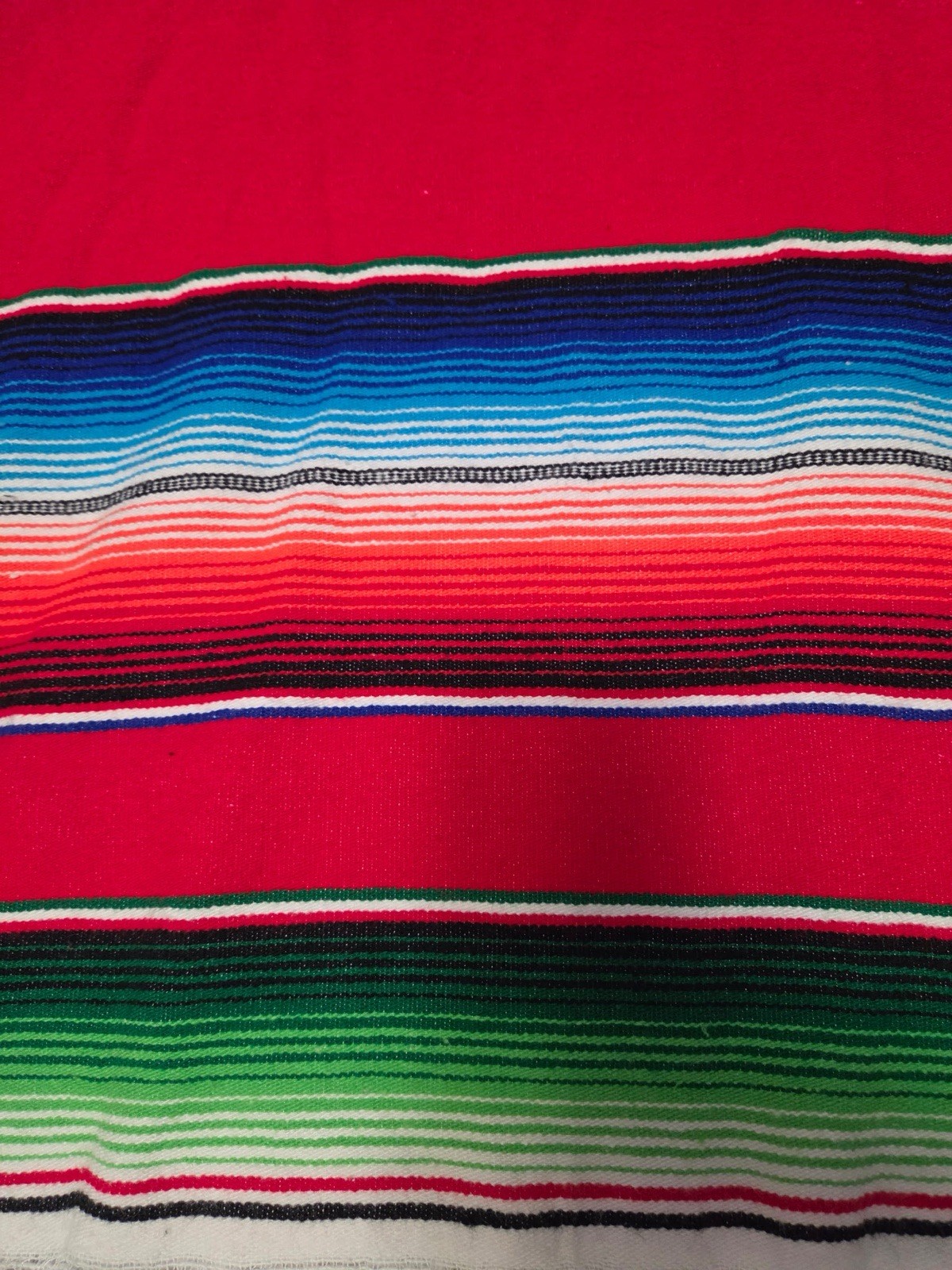 Rubie’s Hombre Adult Standard Red Serape Poncho Costume Fringe Made in Mexico