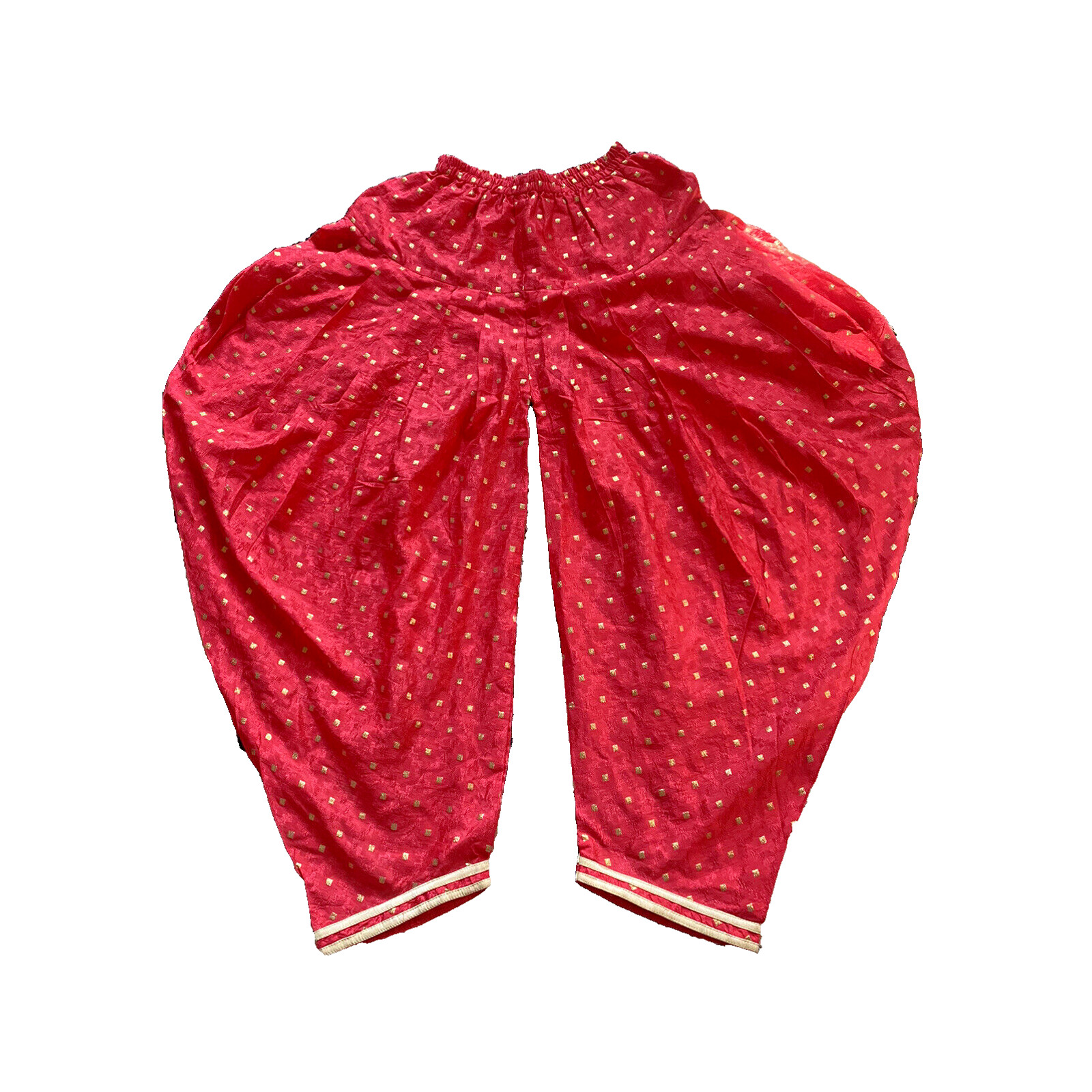 Authentic Bollywood Indian Pants Sari Size A Harem Pink Gold Costume Polka Dots
