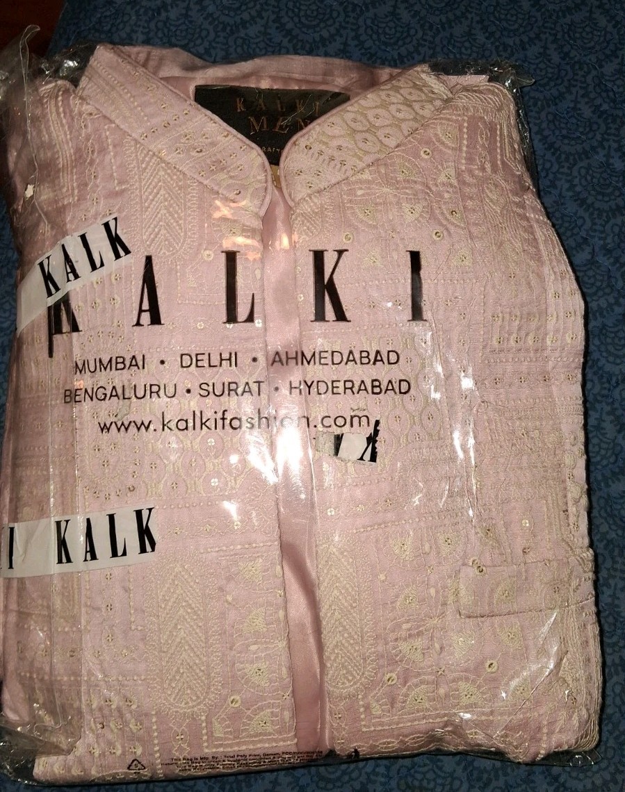Kalki Fashions Kurta 3 PC Tunic, Shirt, Pants Muted Lavender Sequin Size 44