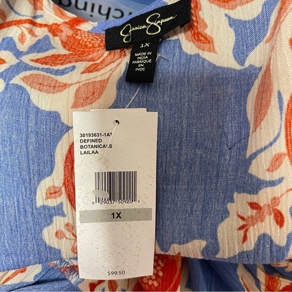 NWT JESSICA SIMPSON Laila Floral Longline Kimono Rope Tassel Cinched Waist, 1X