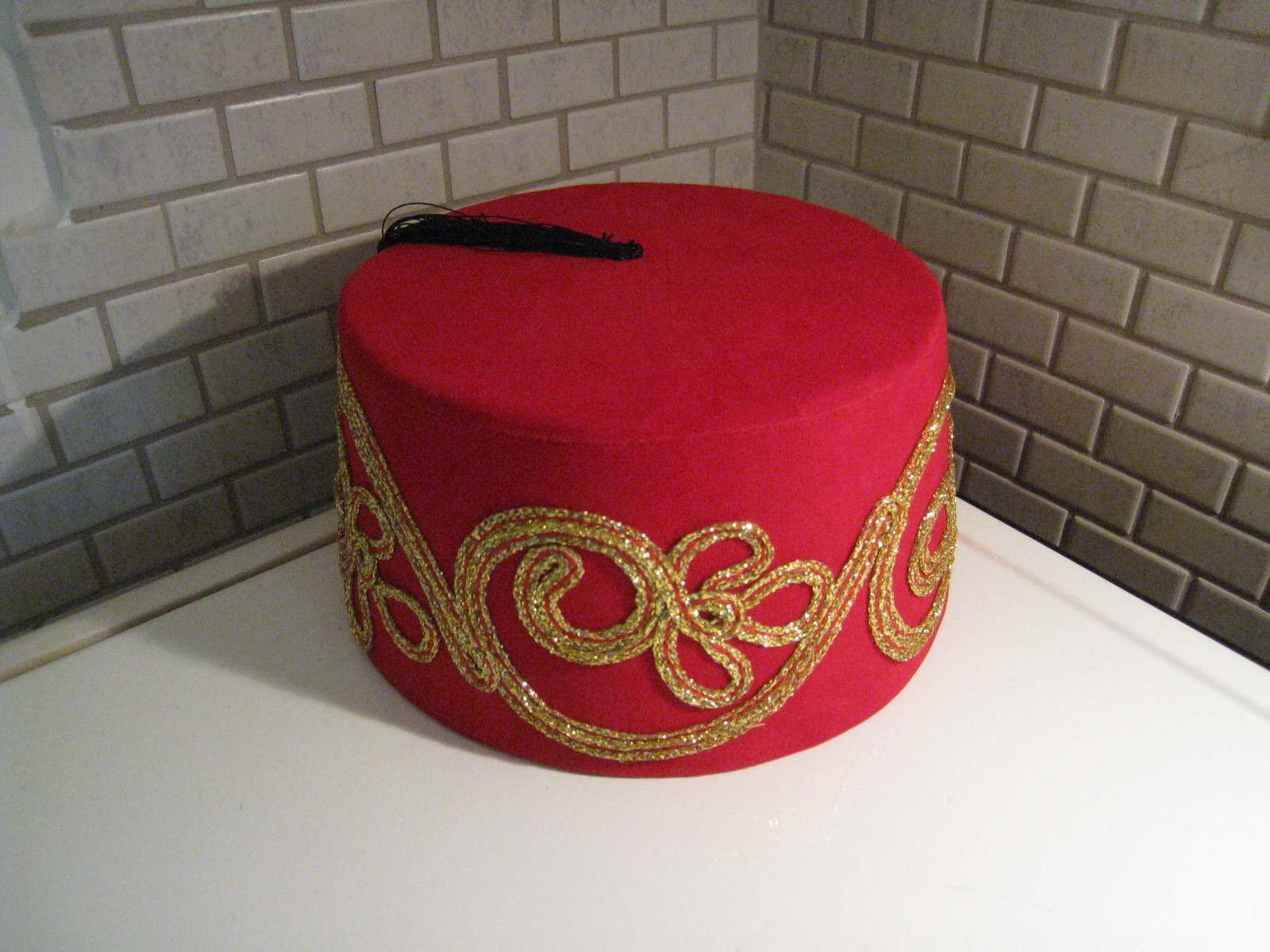 ADULT RED FEZ WITH TASSLE, AUTHENTIC TURKISH FES, TARBOOSH,OTTOMAN HAT FES