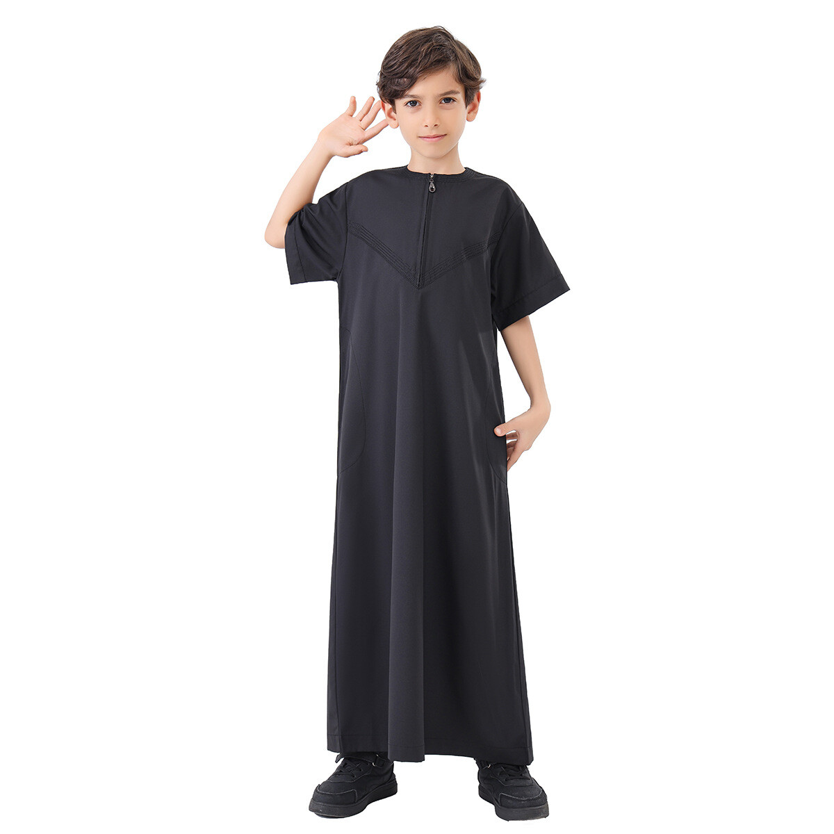 Thobe Jubba Saudi Boys Kids Short Sleeve Robe Dishdasha Abaya Muslim Boys Kaftan