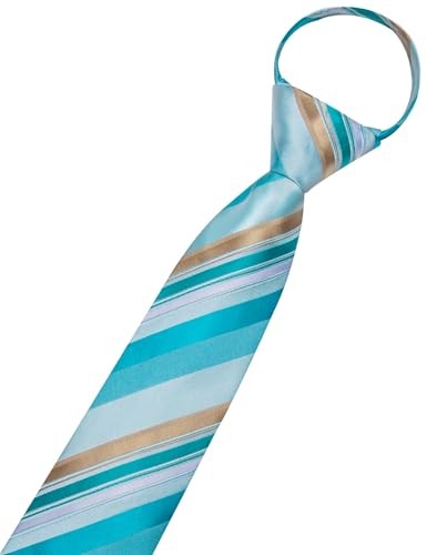 Zipper Ties for Men Pre-Tied Tie Set Silk Paisley Adjustable Necktie B Teal