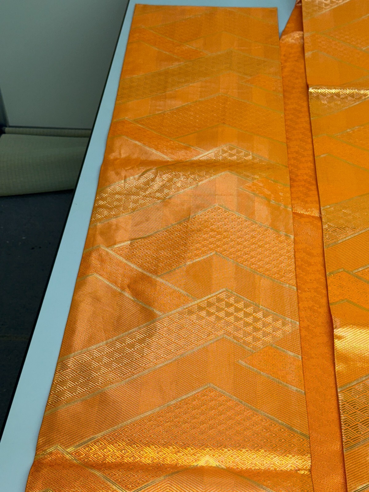 Japanese Vintage Kimono Fukuro Obi silk orange expensive tradition 170×12.2in