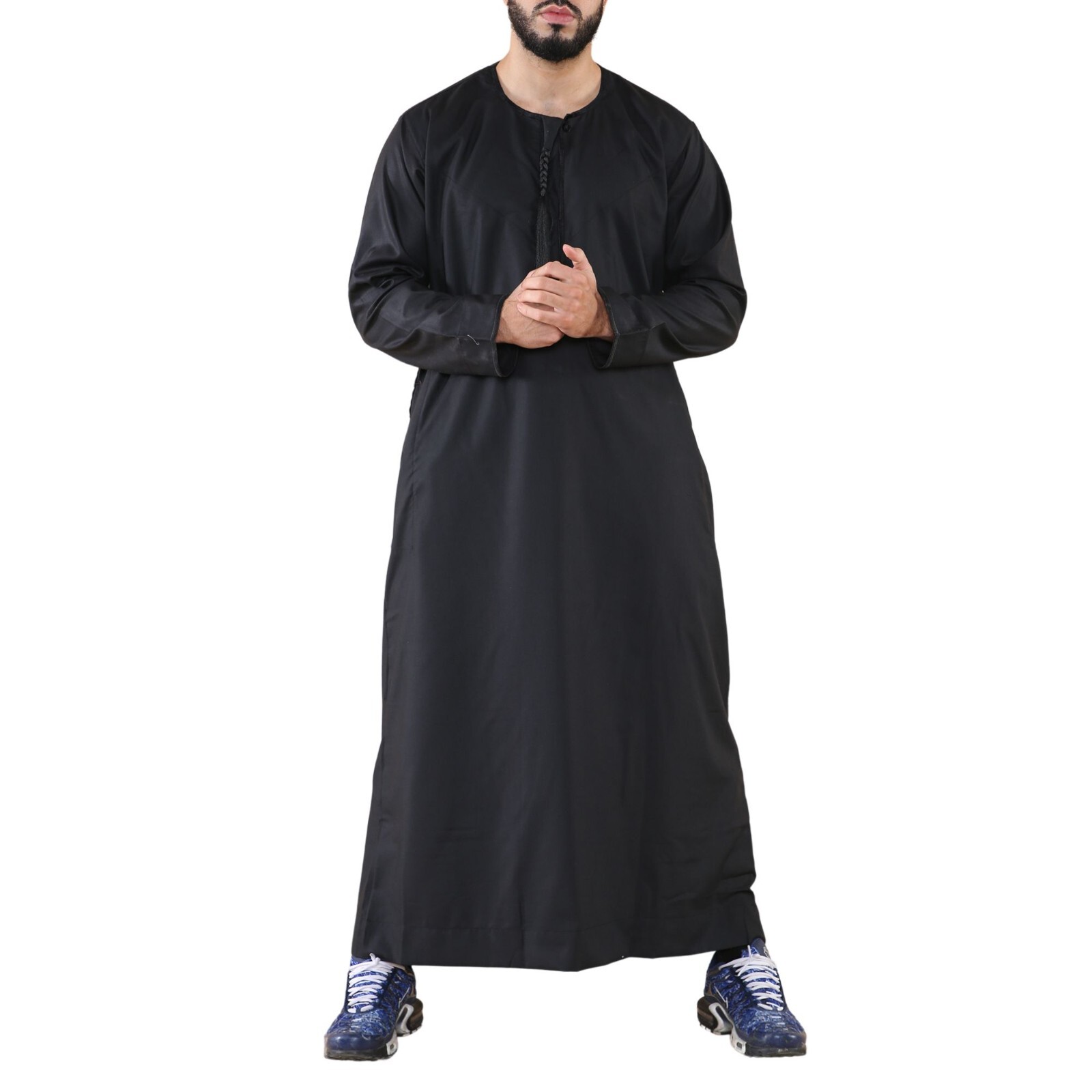 Men’s Thobe Jubba Saudi Islamic Arab Eid Emirati Kaftan Jubbah Tassel Robe