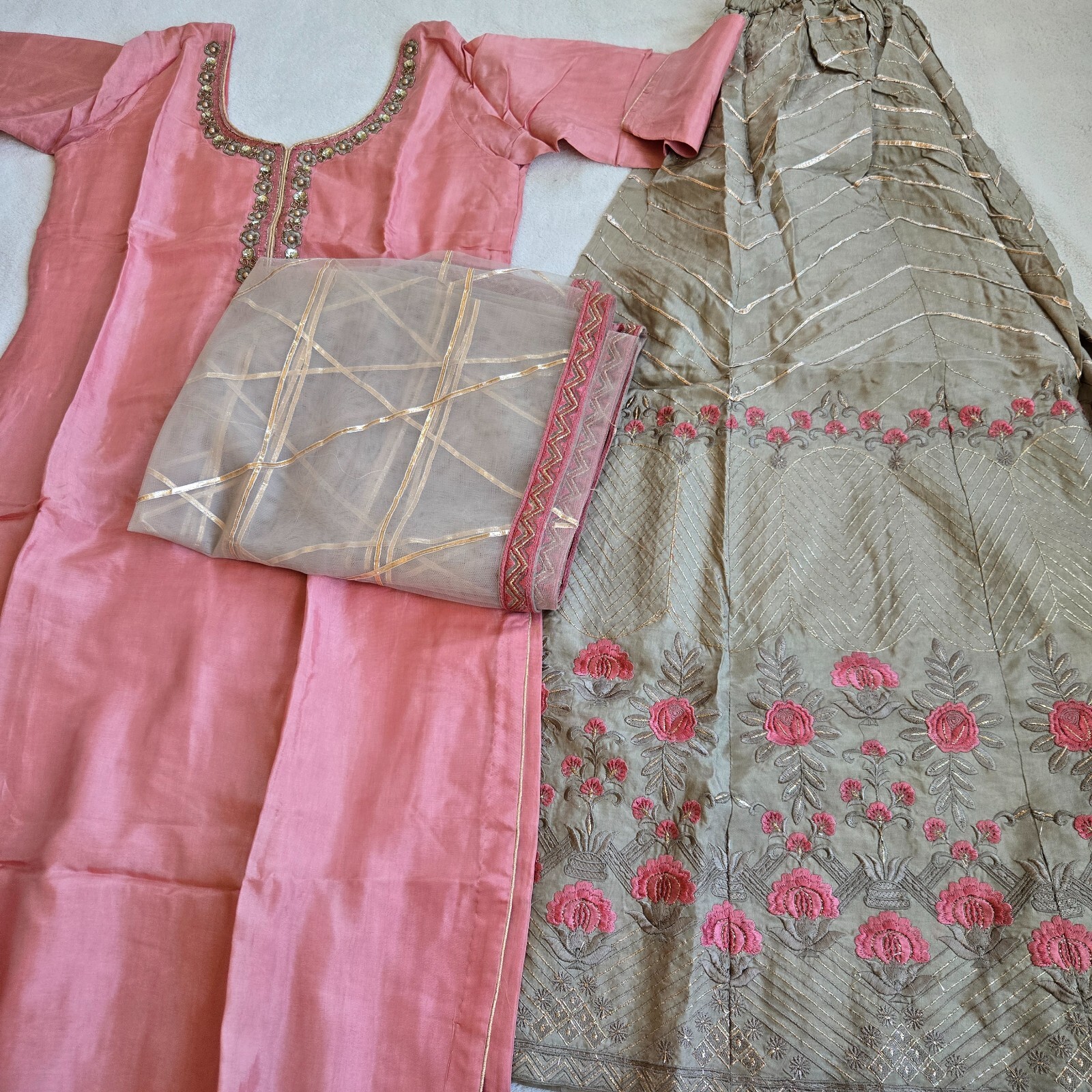 Grey Pink Sharara NEGOTIABLE