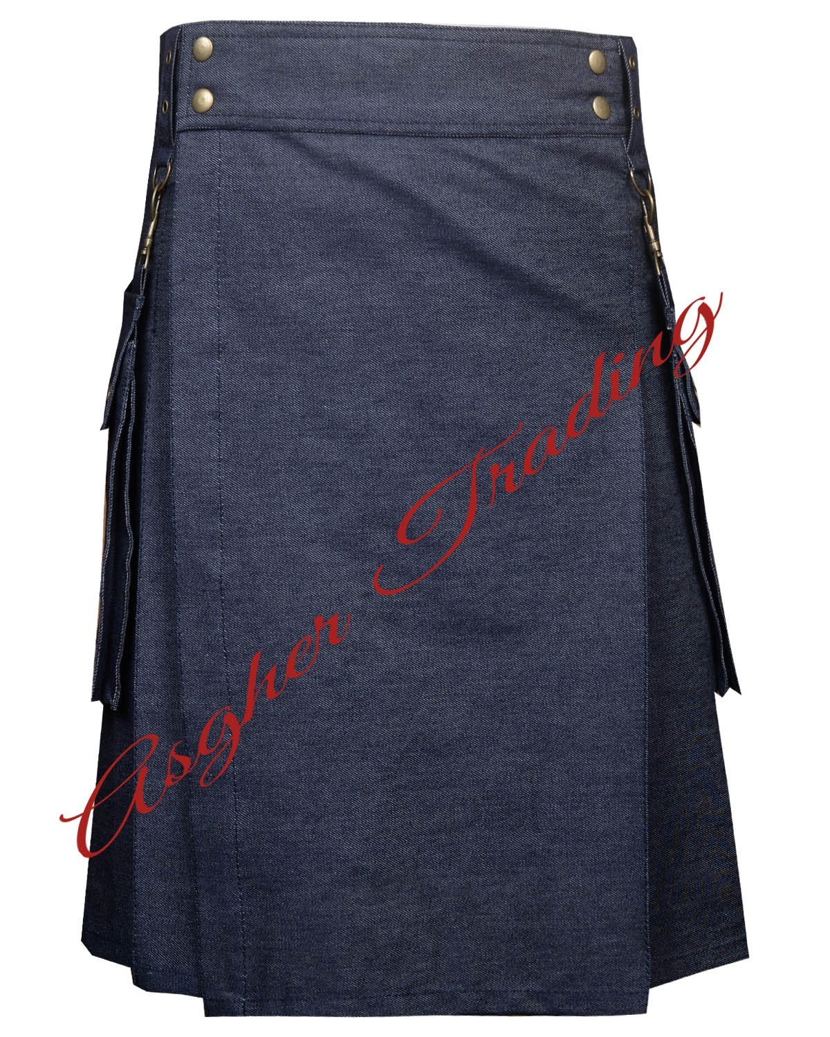 Scottish Handmade Blue Denim Modern Utility Kilt – Men’s Custom Size Kilts
