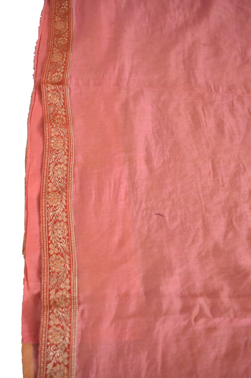 FNC Vintage Pink Sarees Satin Silk Woven Brocade/Banarasi Zari Sari Fabric 5YD