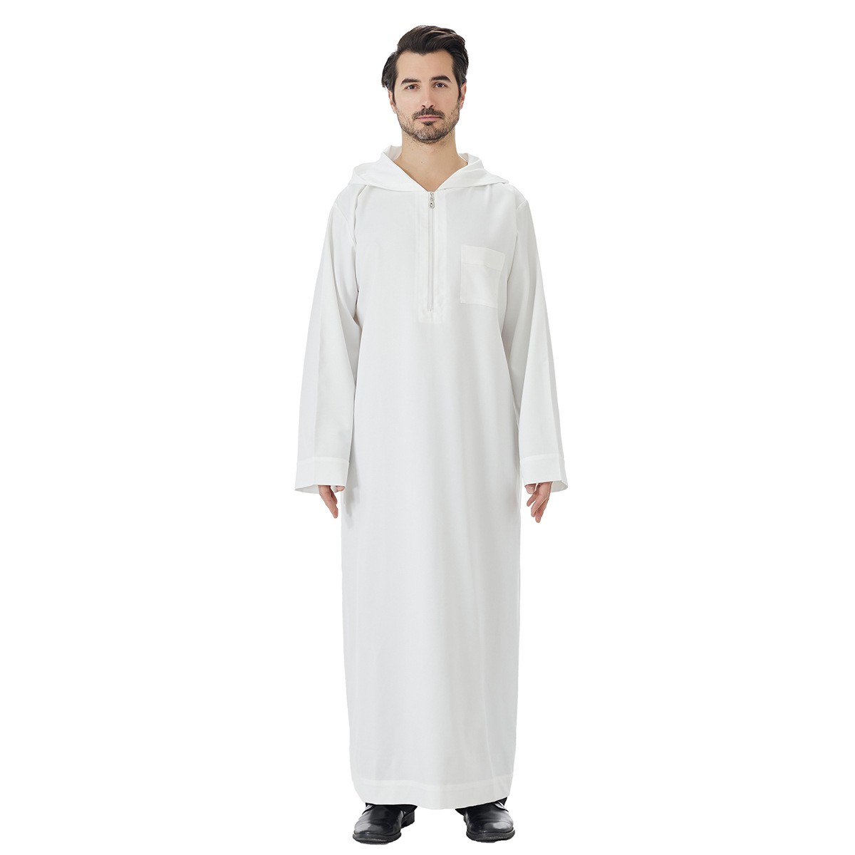 Men Islamic Robe Arab Caftan Muslim Hooded Dubai Thobe Jubba Dishdasha Thoub New