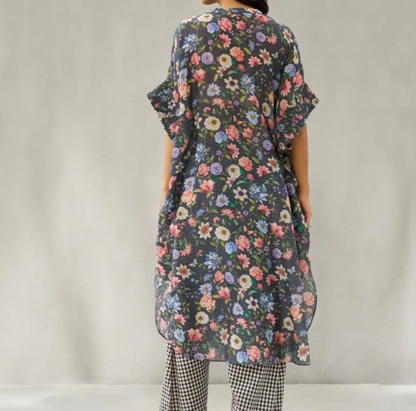 Nicobar Hazaar Bagh Kurta – Black One Size Loose Oversized Airy Boho Hippie