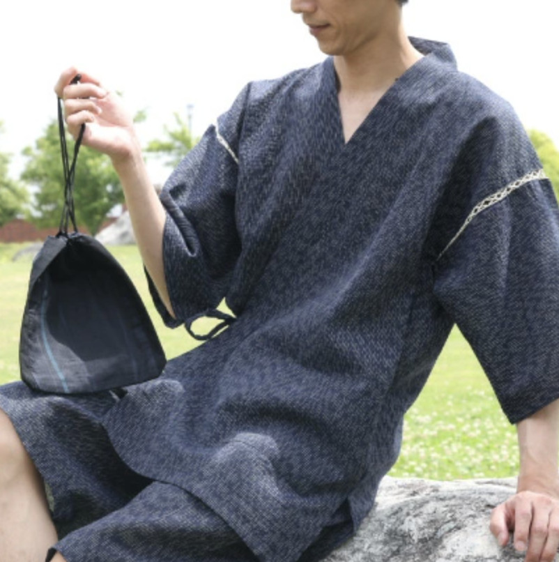 Japanese JINBEI Men’s Summer Kimono wear Topps Half Pants JAPAN 0809 #13 Navy St