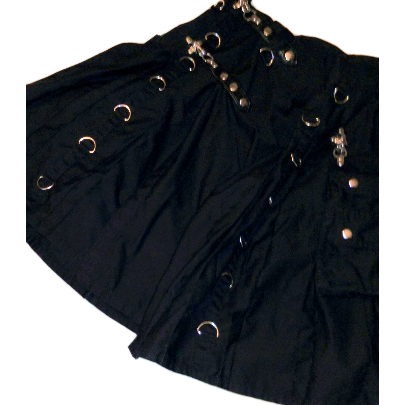 Scottish Unique Shop Grand Gothic Utility Kilt Black Cotton Men Size 42 Accents