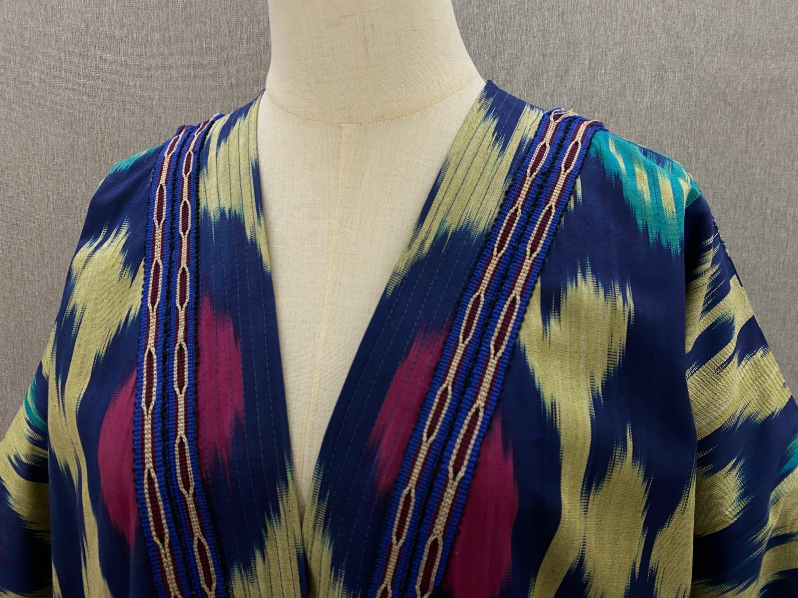 Uzbek Ikat Chapan Handmade Cotton Kimono Kaftan Boho Jacket Robe Festival Coat