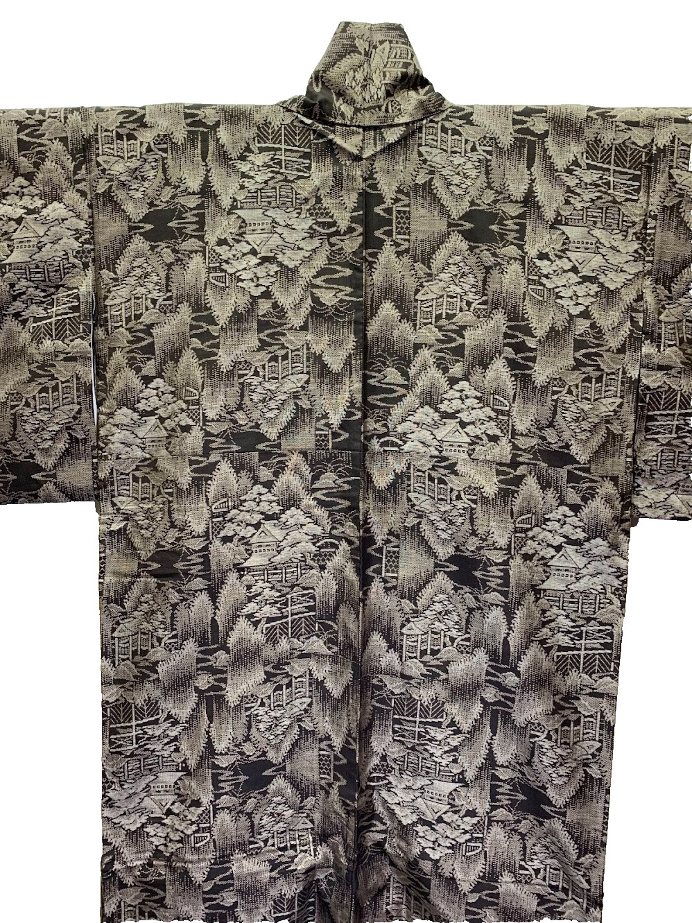 Authentic Mud-Dyed Oshima Tsumugi Kimono 9-Maruki S 26in Yuki Japan Silk Scenic