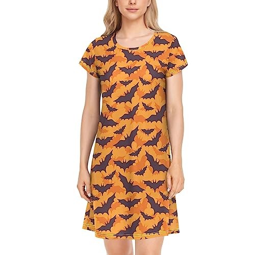 Women’s Chic Beautiful Pattern Comfy Nightgown Floral Short XX-Large Multi-bats