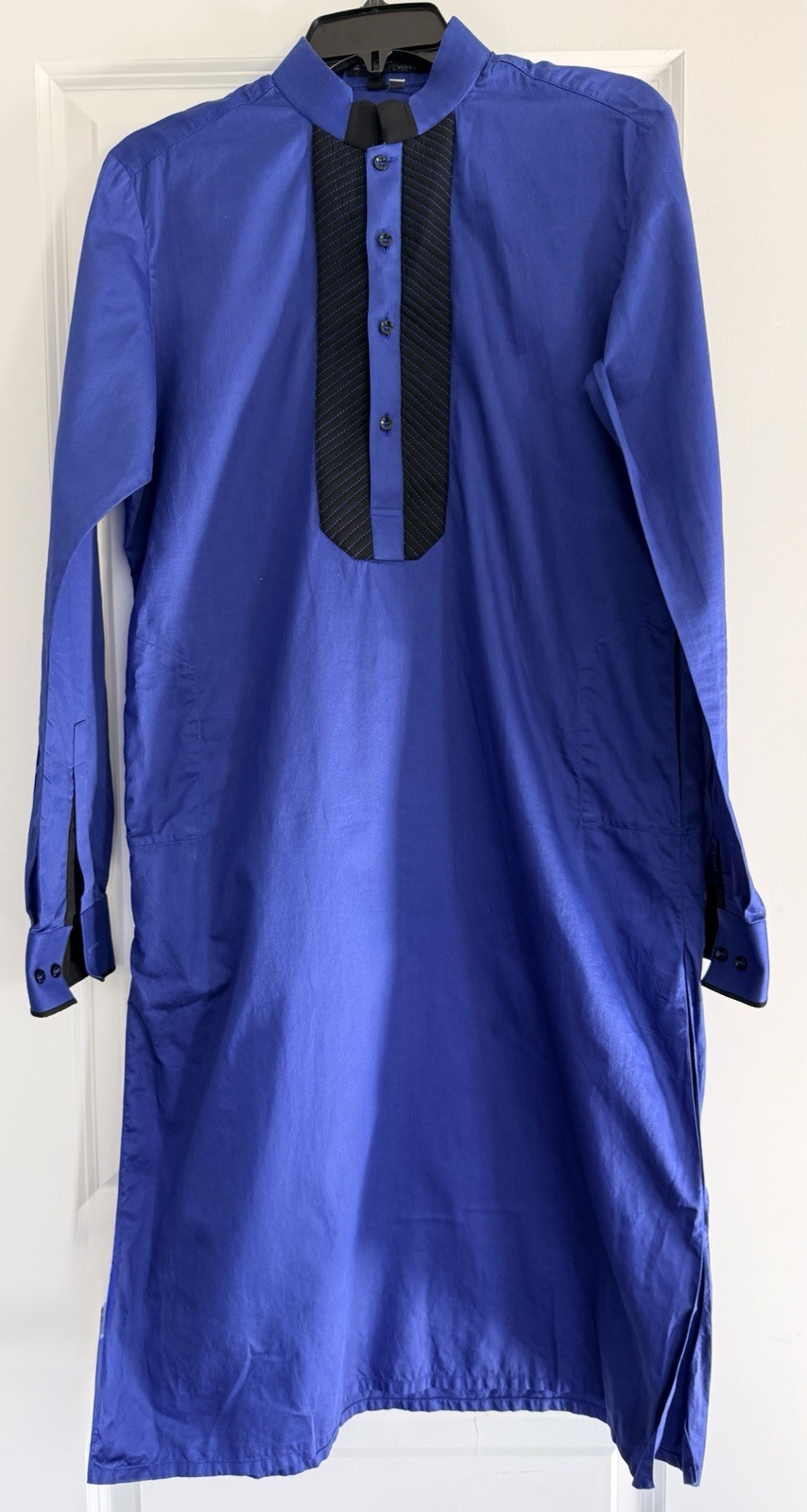 Men’s/ Teen Boys Royal Blue Kurta With Black Pants Indian/ Pakistani Size 36