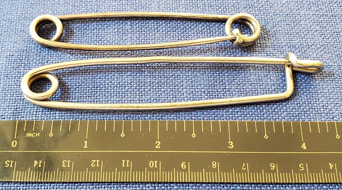 TWO ANTIQUE SCOTTISH KILT PINS BALMORAL HIGHLANDERS UNIFORM DESIGN NICKEL SILVER