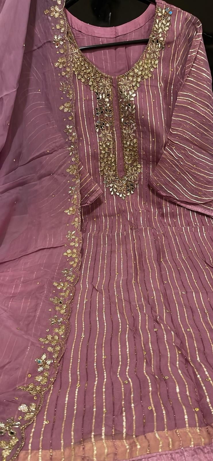 Indian Pakistani Bollywood Muslin Organza Eid Party Wear Three Piece Suit