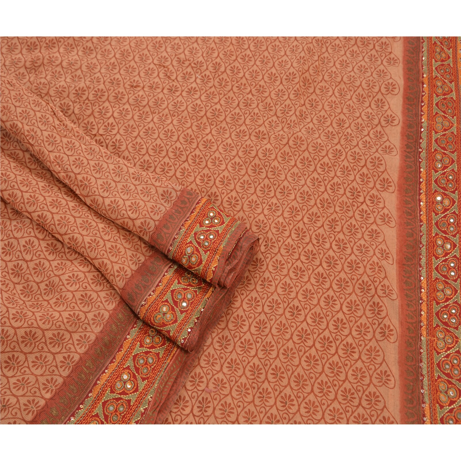 Sanskriti Vintage Indian Sarees 100% Pure Cotton Hand Beaded Craft Fabric Kota S