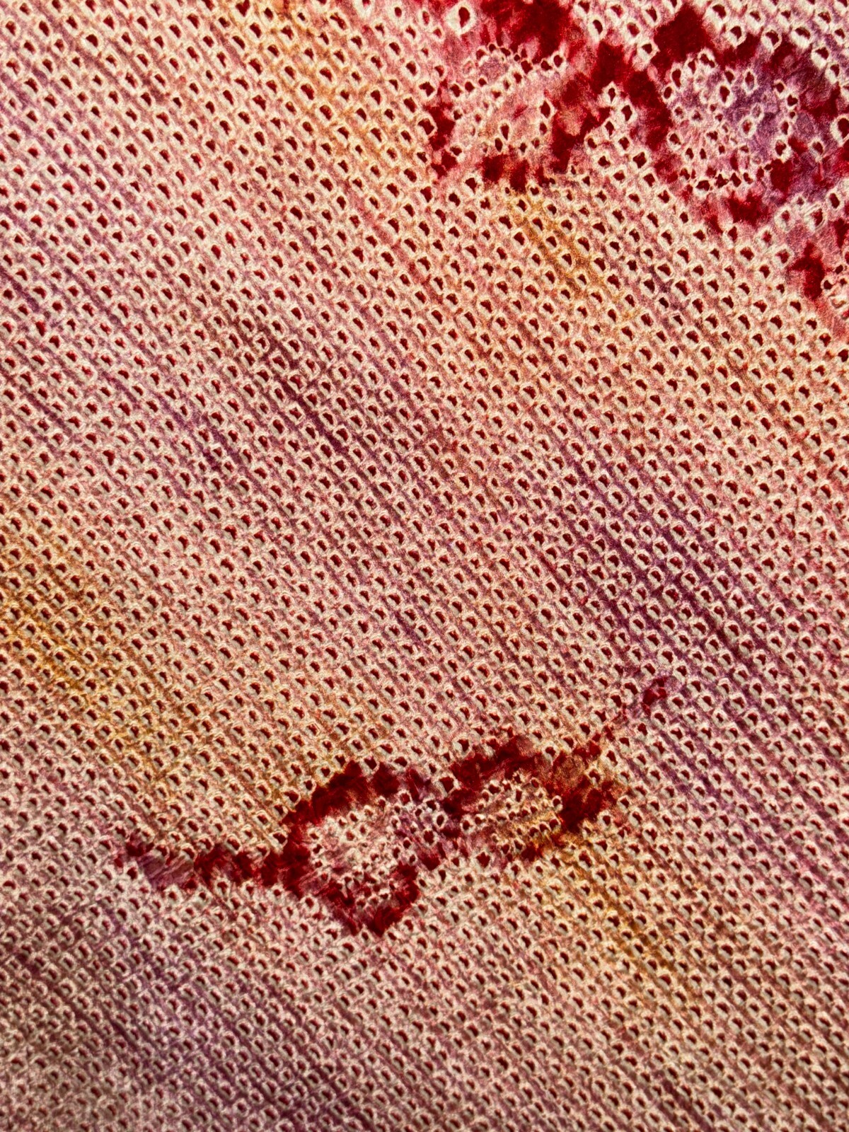Japanese Vintage Kimono Silk red shibori expensive tradition Dirt Height 59.8in