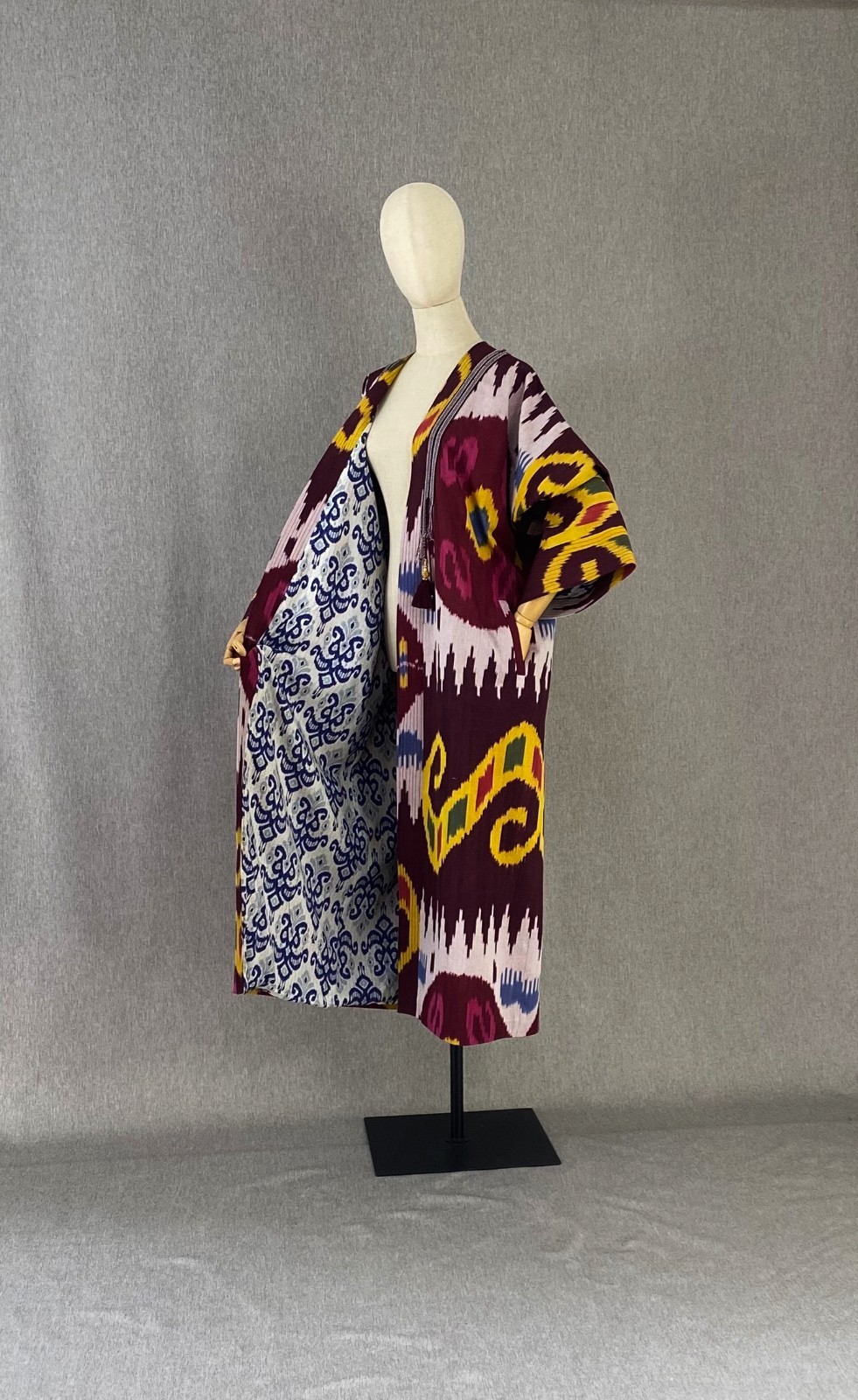 Uzbek Ikat Chapan Handmade Cotton Kimono Kaftan Boho Jacket Robe Festival Coat