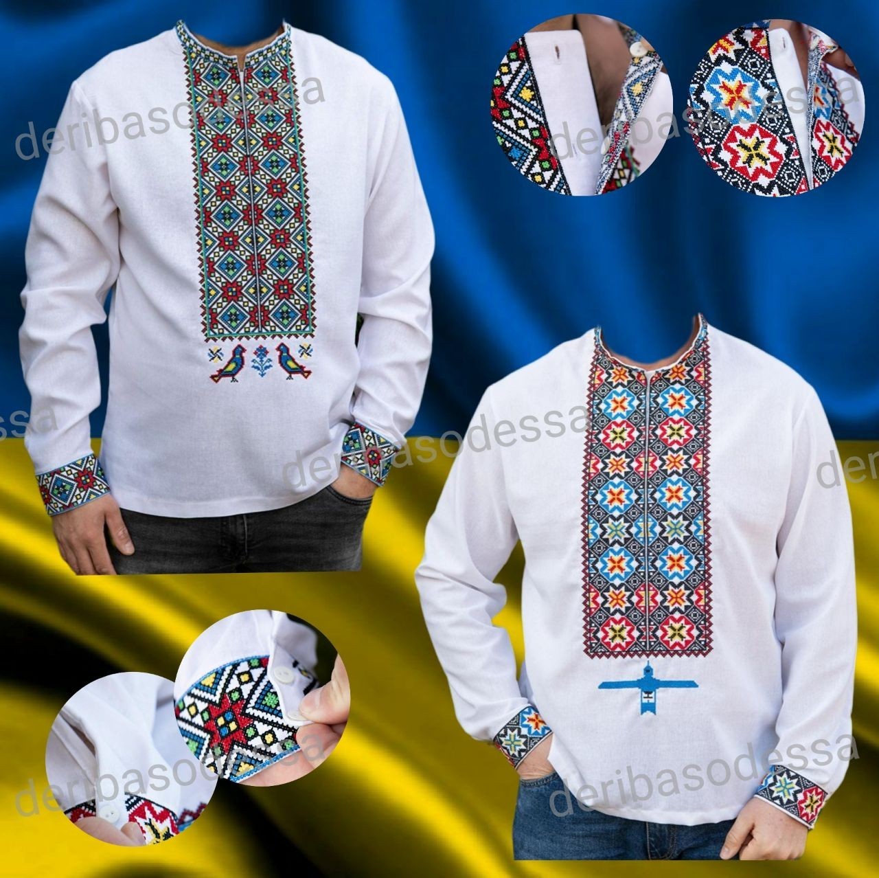 Set of Vyshyvanka Ukrainian traditional embroidered shirt men’s + children’s