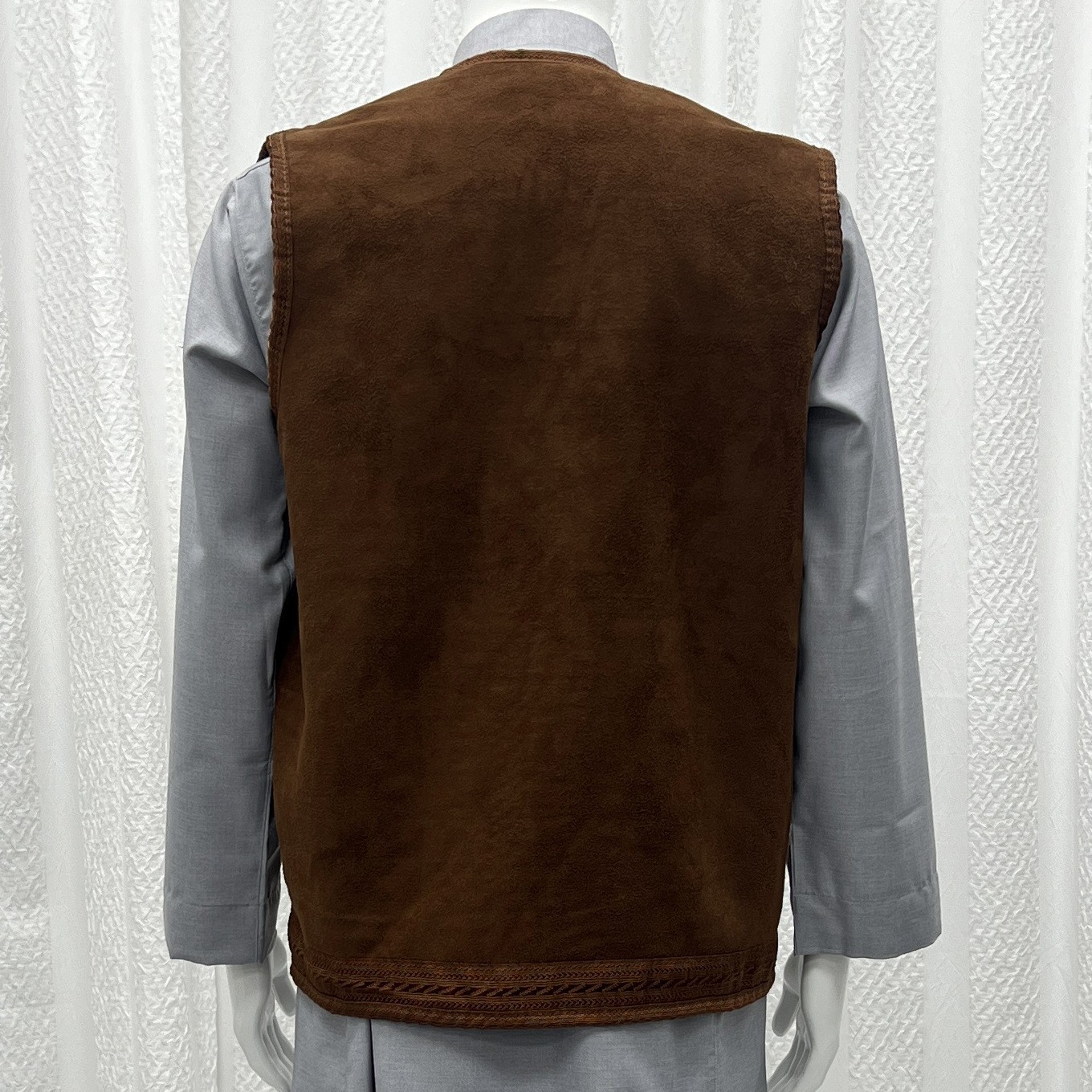 Men Winter Thick Solid Color Suede Vest Warm Formal Casual Sleeveless Waistcoat
