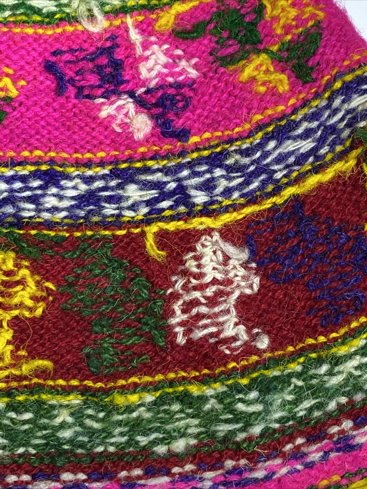 Vintage Peruvian Chullo Yarn Hat SMALL Ear Flaps Pointed flop Over Handmade H4A