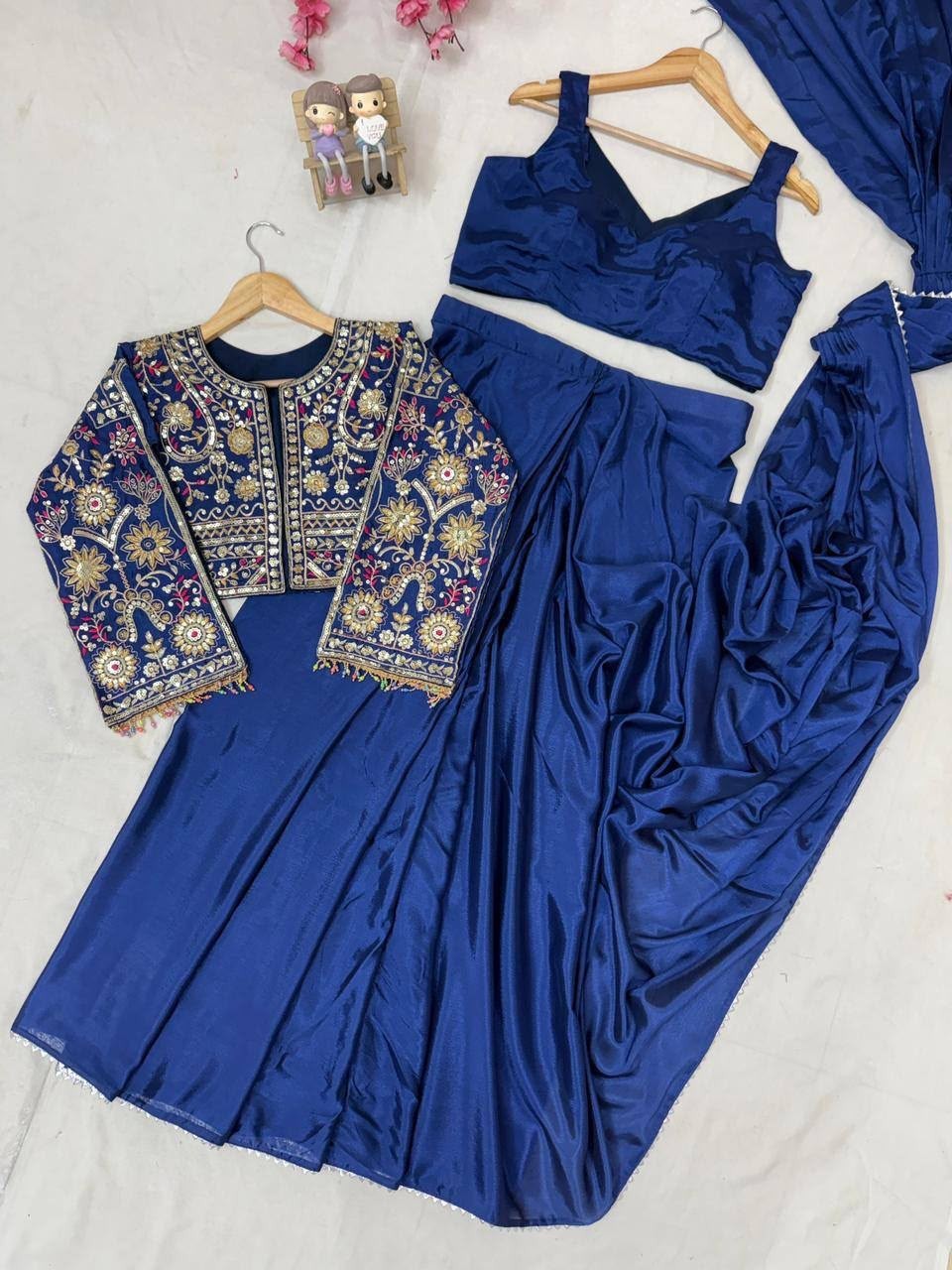 Designer Royal Blue Ethnic Palazzo Dupatta Set Women’s Traditional Celebration W