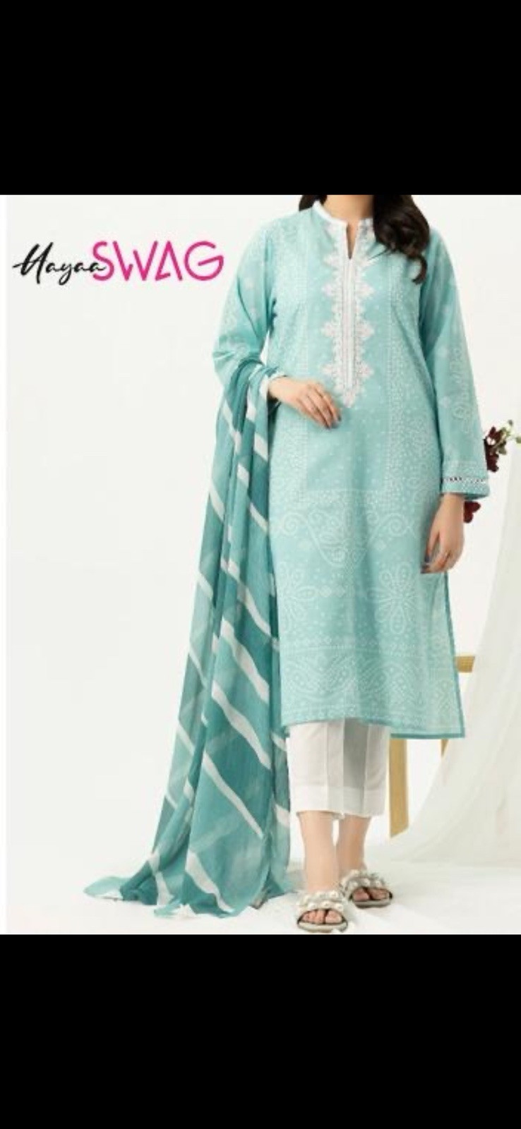 Chunri print pure lawn shirt with chiffon doppata