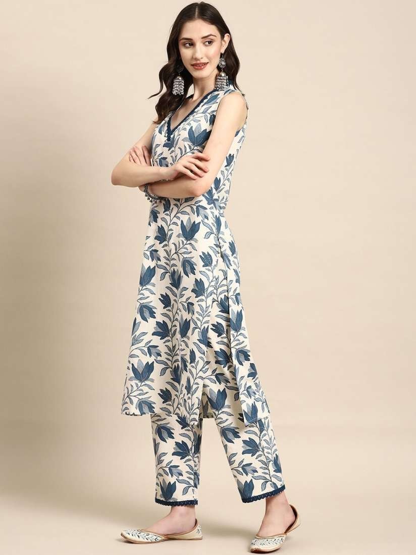 WOMEN BLUE SLEVELESS COTTON KURTA code 246