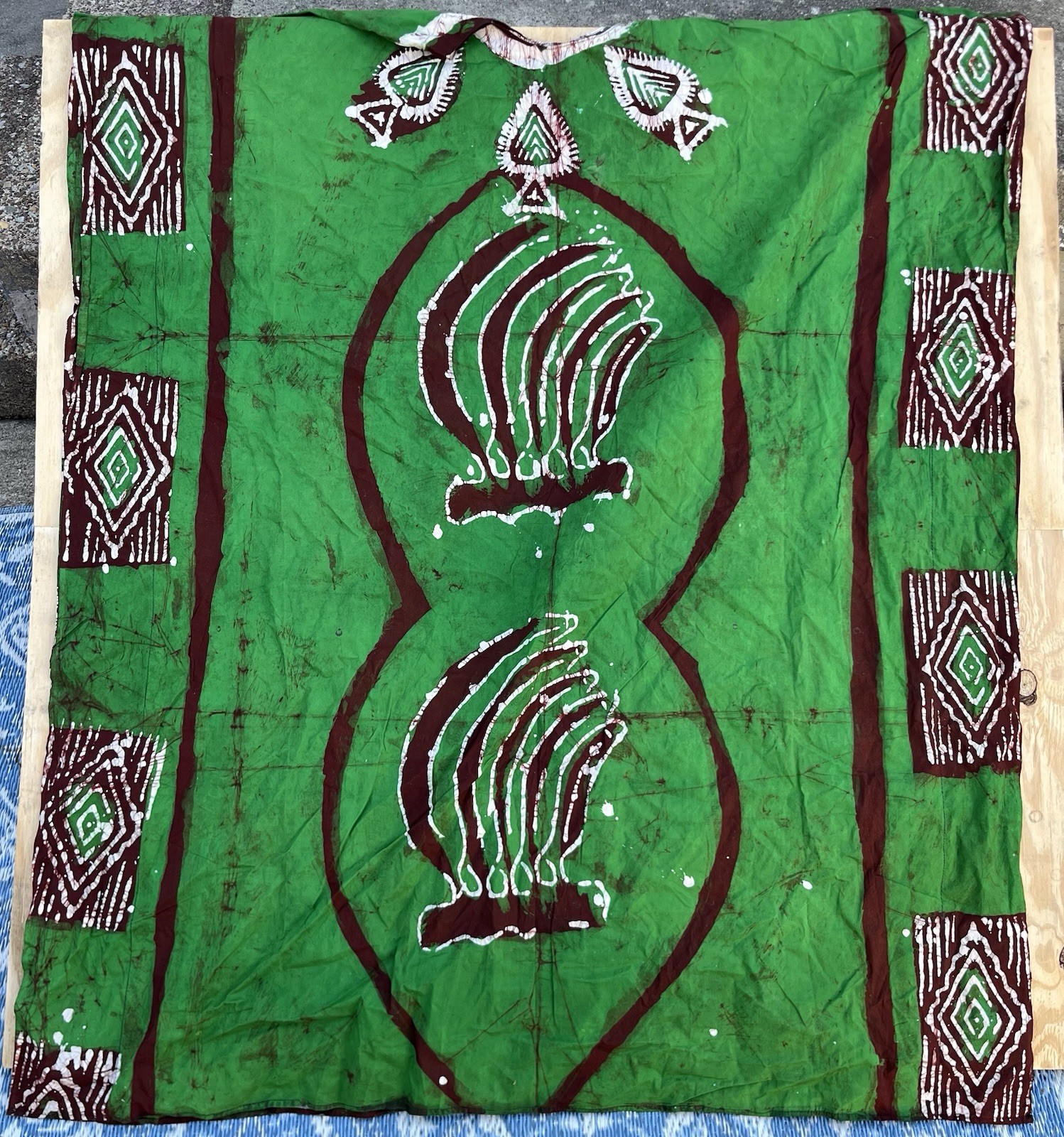 West African Bogolanfini (mud cloth) Poncho Tunic Handmade Wearable Art 60s 70s