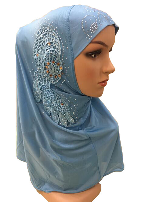 Muslim Hijab Women One Piece Full Cover Wrap Shawl Amira Overhead Headscarf Caps